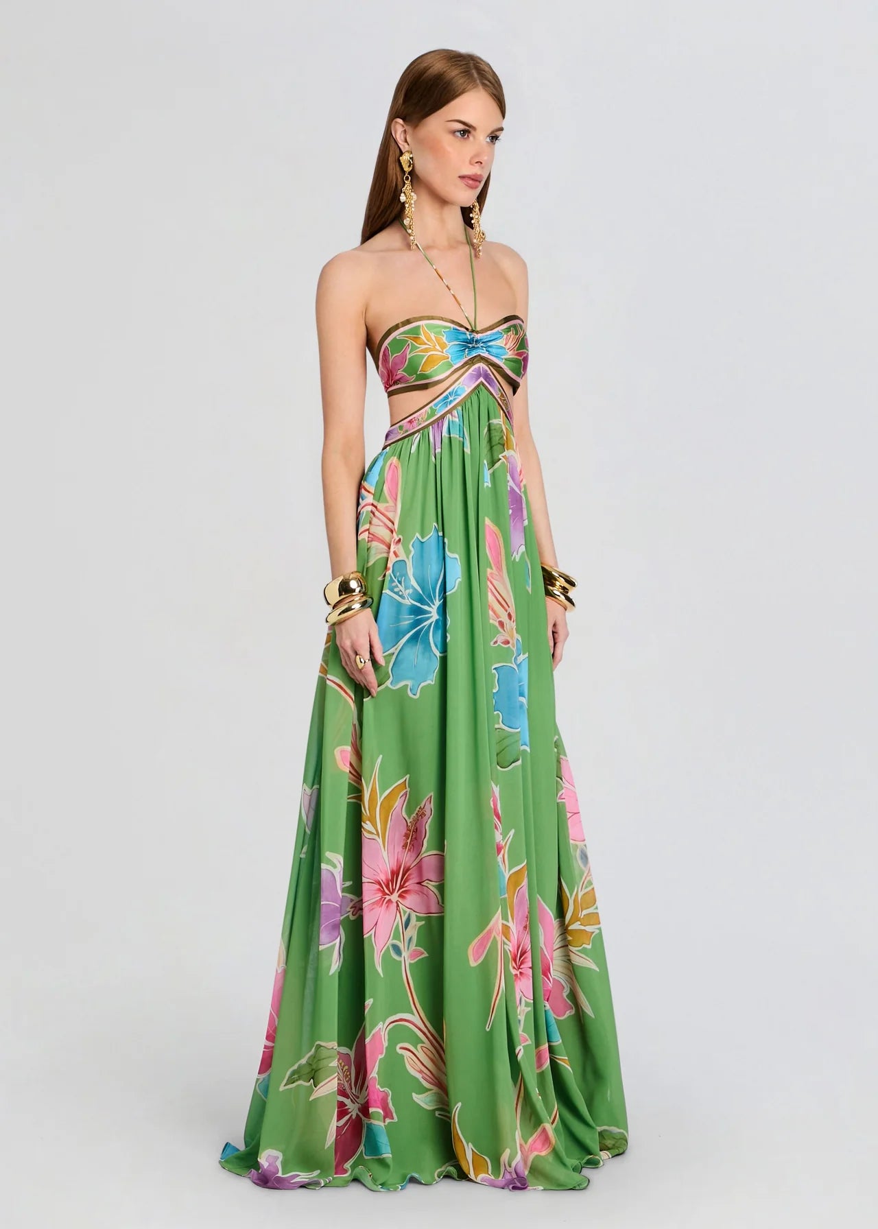 Rabel Dress Kiwi Hibiscus Floral - Retrofête