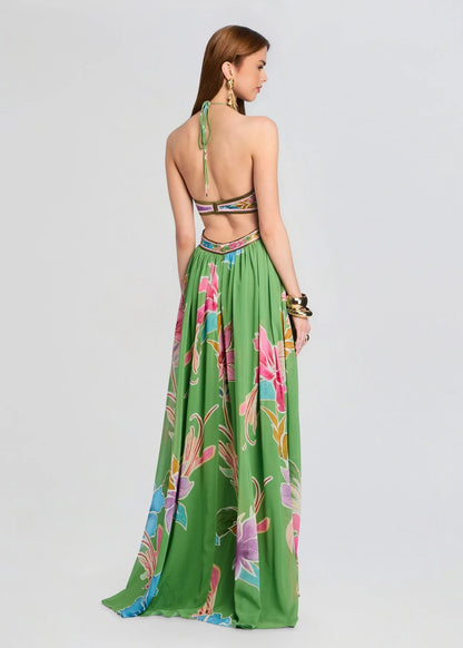 Rabel Dress Kiwi Hibiscus Floral - Retrofête