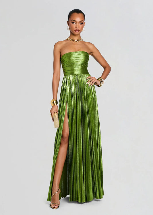 Sevyn Dress Metallic Kiwi - Retrofête