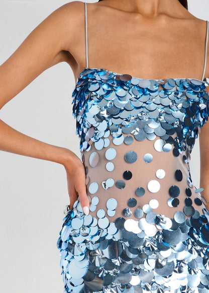 Mischa Sequin Dress Ice Blue - Retrofête