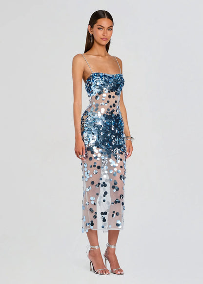 Mischa Sequin Dress Ice Blue - Retrofête