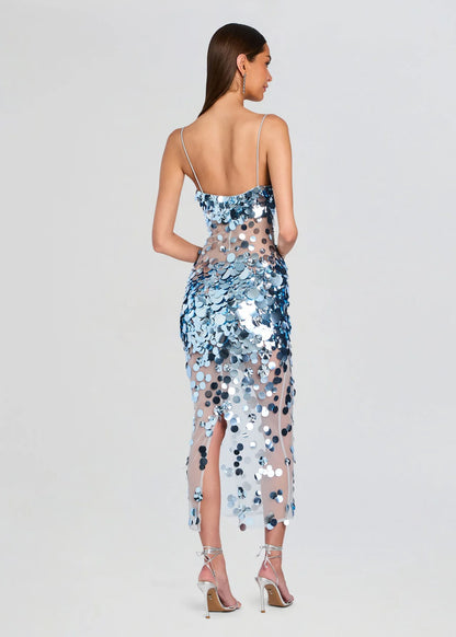 Mischa Sequin Dress Ice Blue - Retrofête