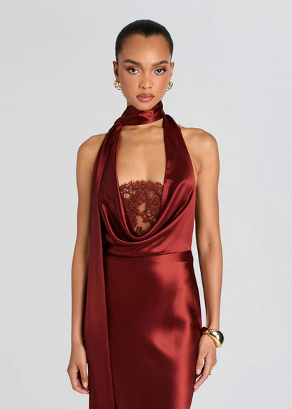 Melly Lace Dress Cigar - Retrofête