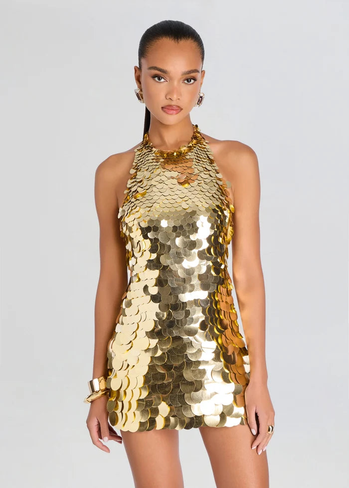 Bondera Sequin Dress Gold - Retrofête
