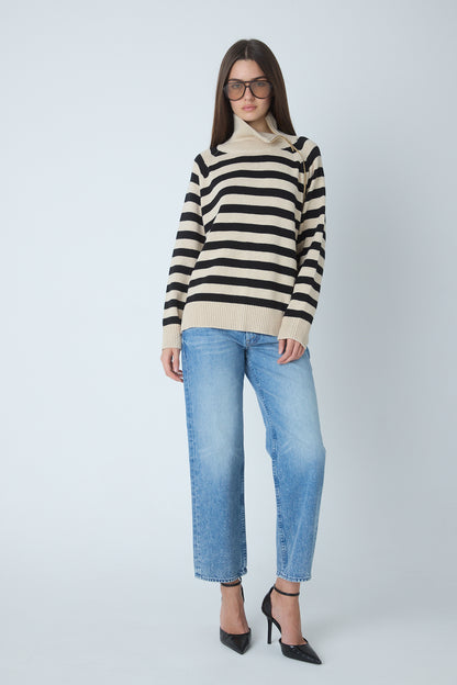 Adler Sweater Natural/Black Stripe - JS71