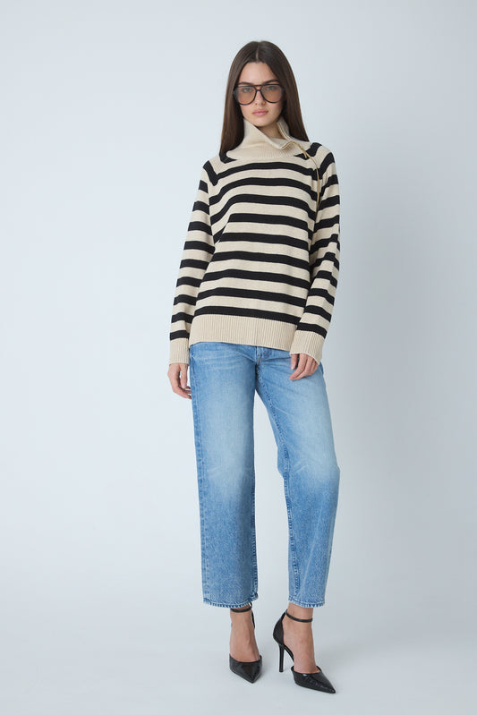 Adler Sweater Natural/Black Stripe - JS71