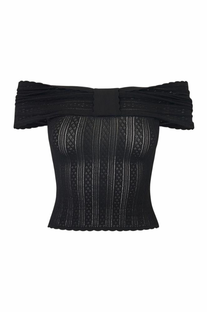 Avora Pointelle Top Black - LoveShackFancy