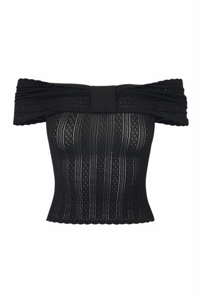 Avora Pointelle Top Black - LoveShackFancy