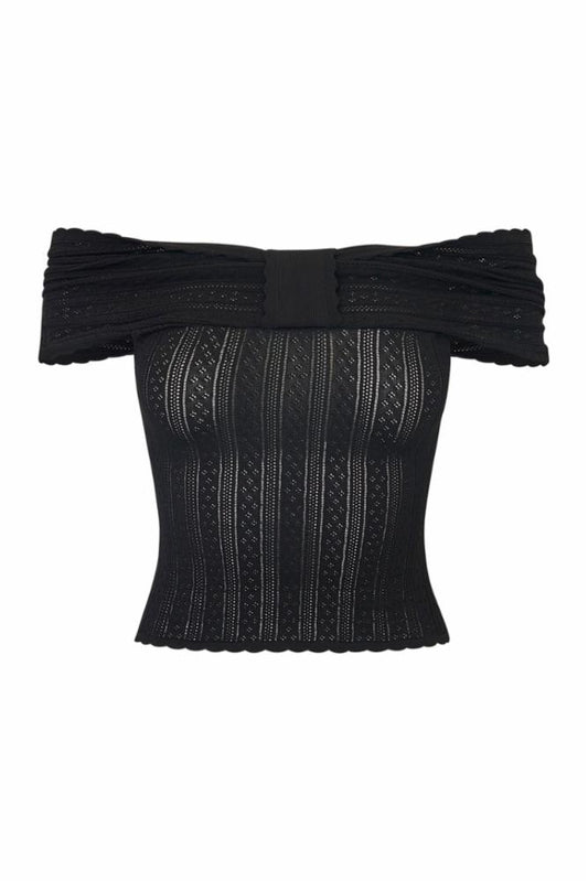 Avora Pointelle Top Black - LoveShackFancy
