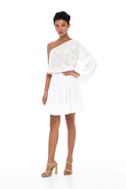 Evening Margarita Short Dress White - Skemo