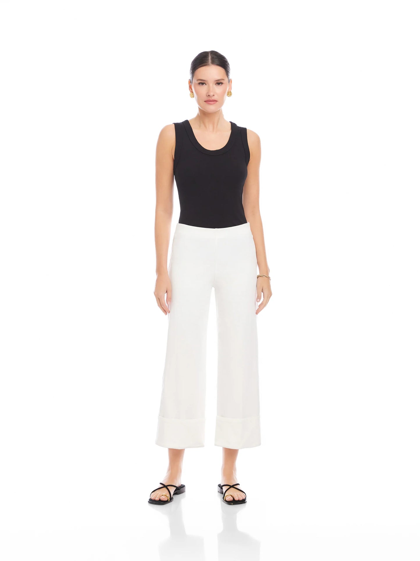 Regina Cuff Cropped Pants Off White - Fifteen Twenty