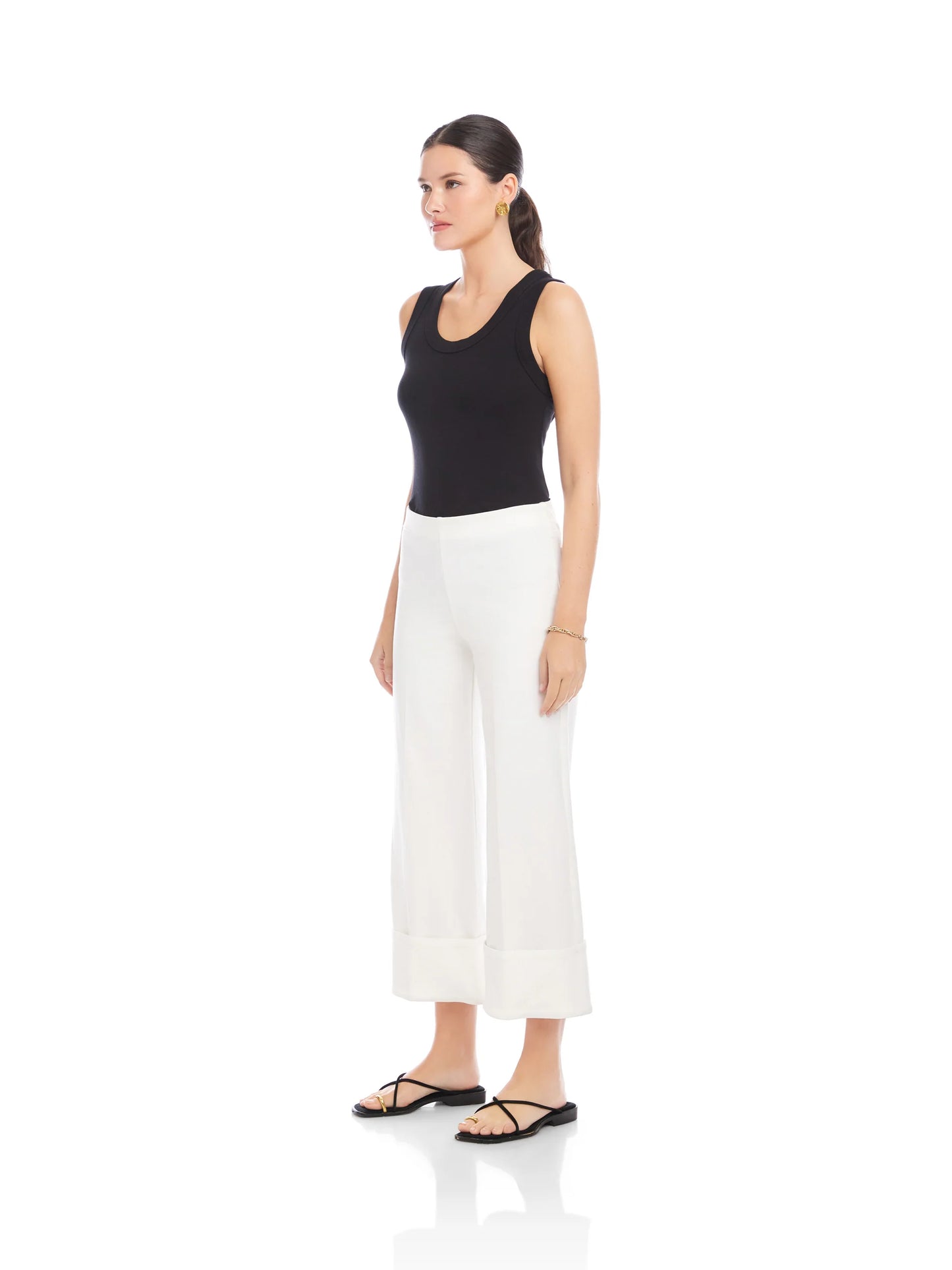 Regina Cuff Cropped Pants Off White - Fifteen Twenty