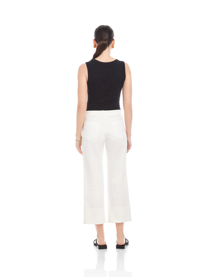 Regina Cuff Cropped Pants Off White - Fifteen Twenty