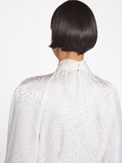 Foldover Mock Neck Blouse Off White - FRAME