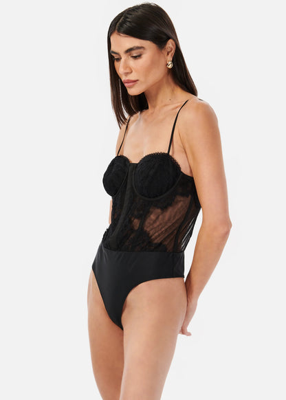 Riona Corset Bodysuit Black - CAMI NYC