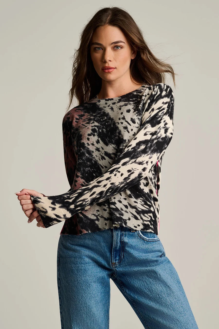 Running Wild Cotton Sweater Chocolate Feather - Lisa Todd