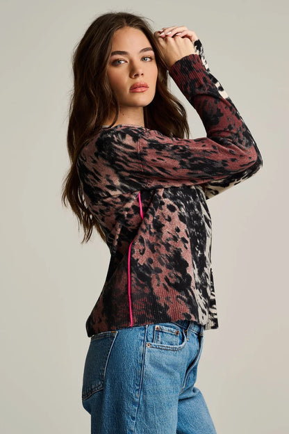 Running Wild Cotton Sweater Chocolate Feather - Lisa Todd