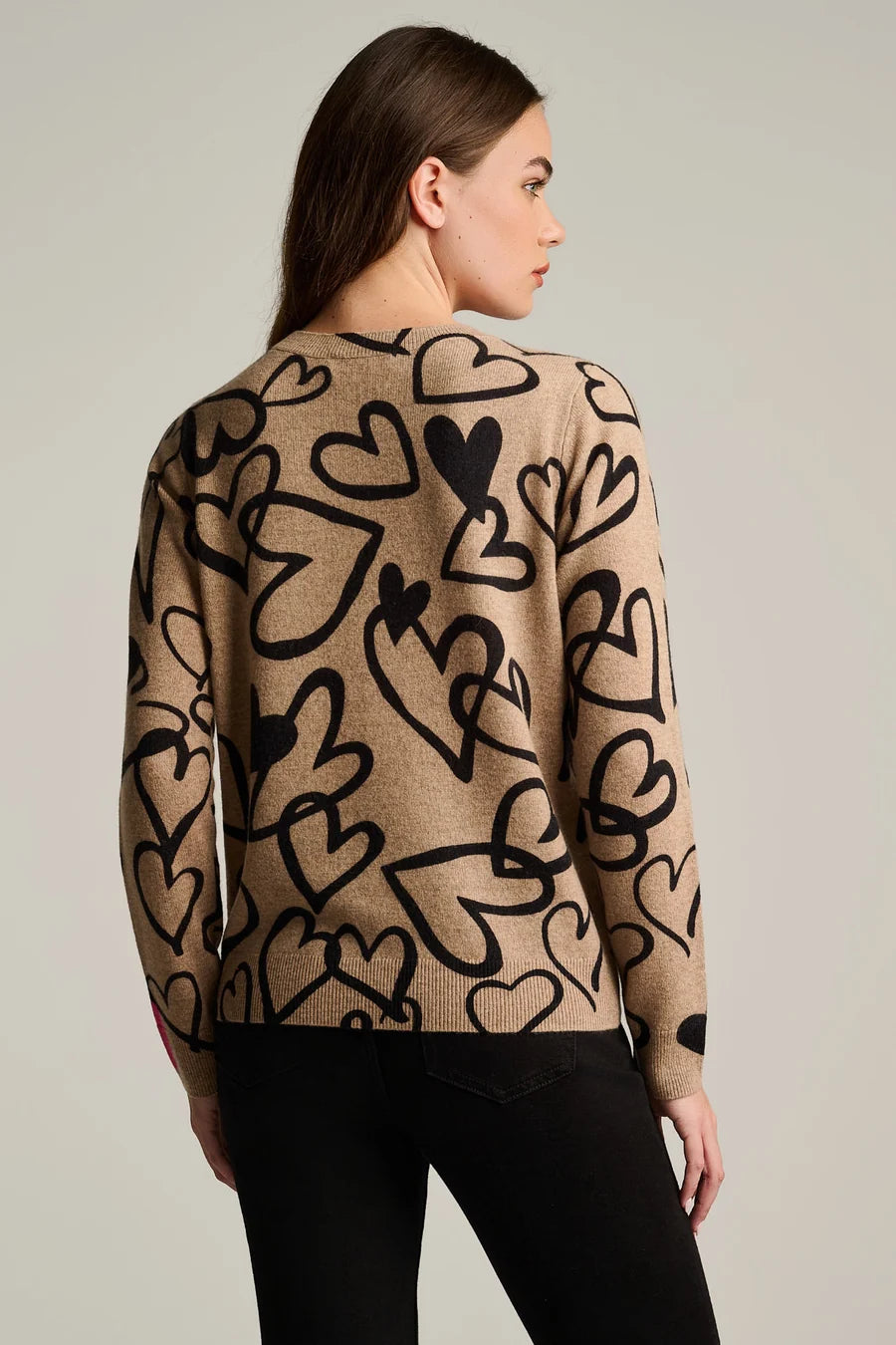 Crazy Love Cashmere Heart Sweater Biscuit - Lisa Todd