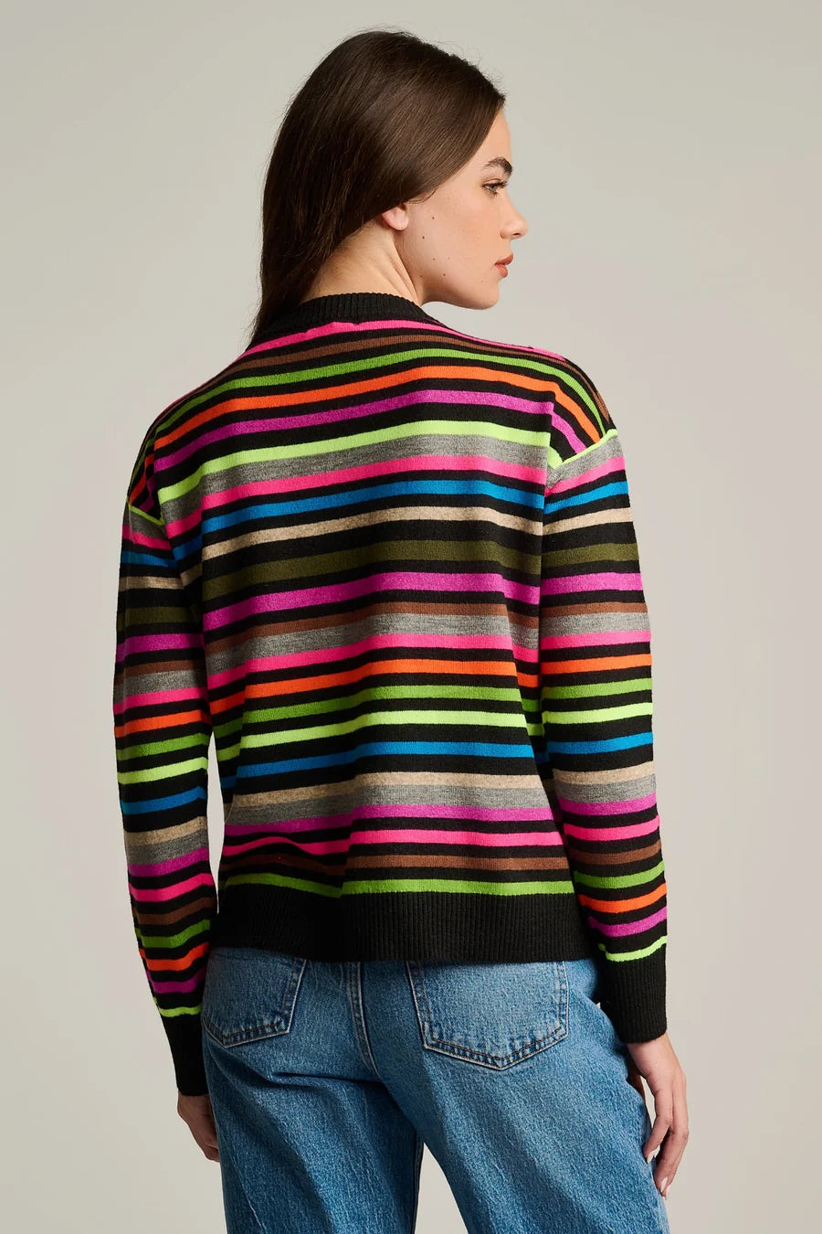 Hype The Stripe Sweater Black Multi Stripe - Lisa Todd