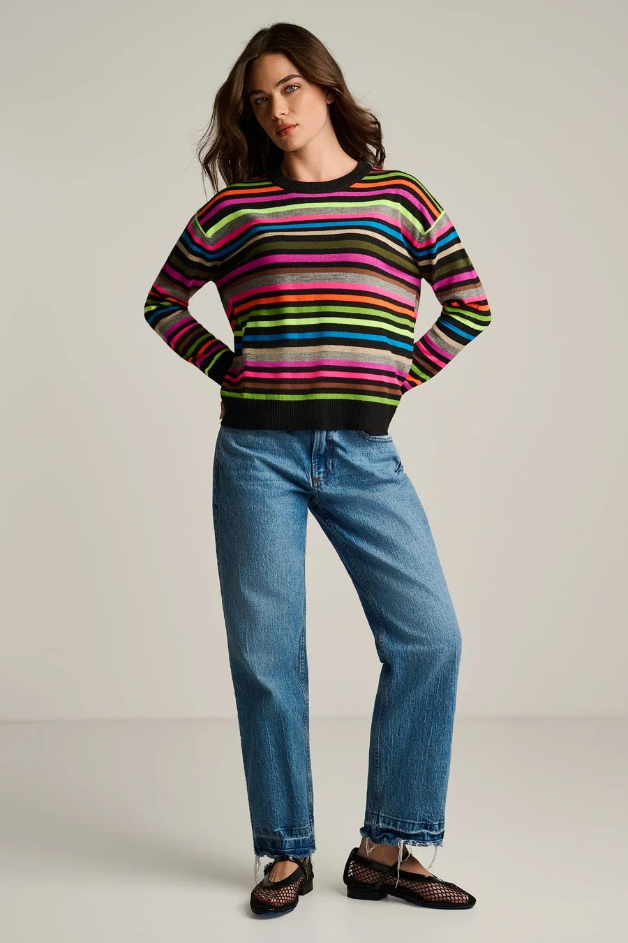 Hype The Stripe Sweater Black Multi Stripe - Lisa Todd