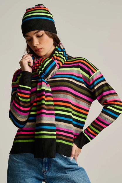 Hype The Stripe Scarf Black Multi - Lisa Todd