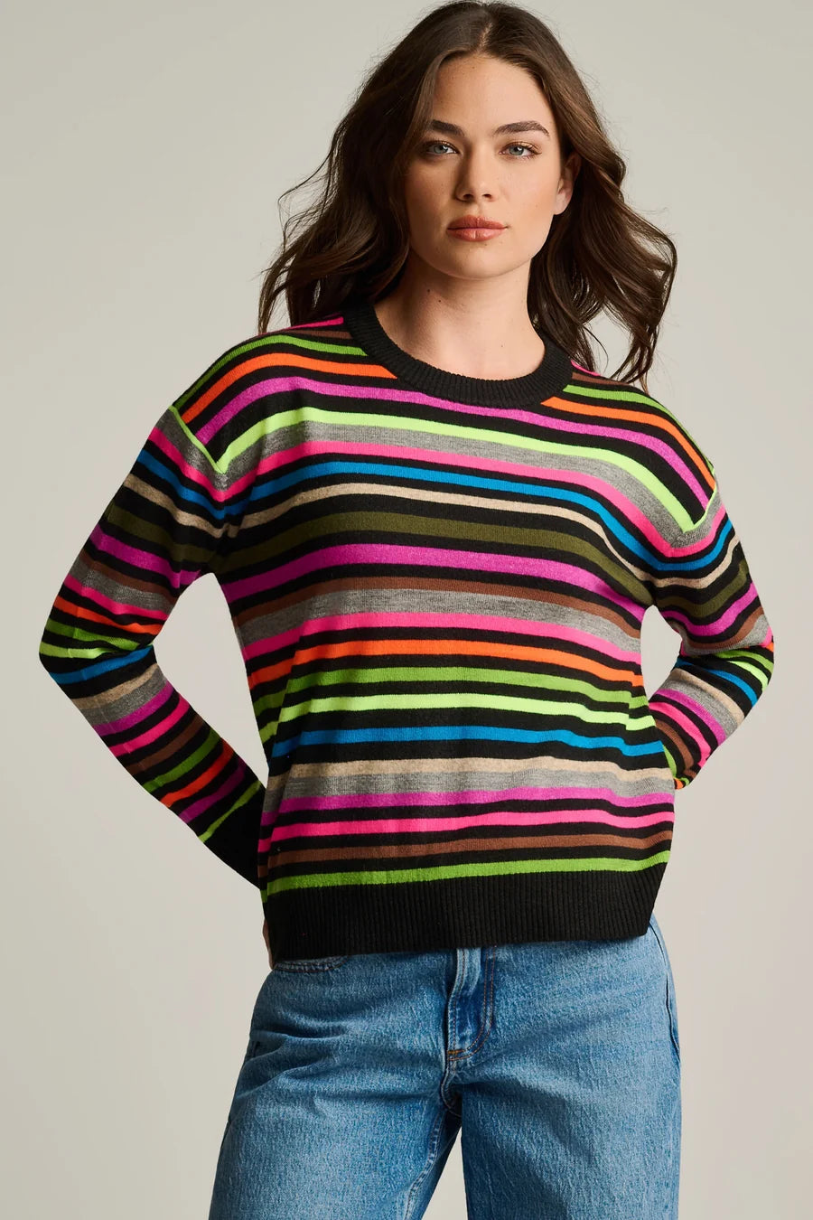 Hype The Stripe Sweater Black Multi Stripe - Lisa Todd