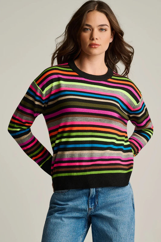 Hype The Stripe Sweater Black Multi Stripe - Lisa Todd