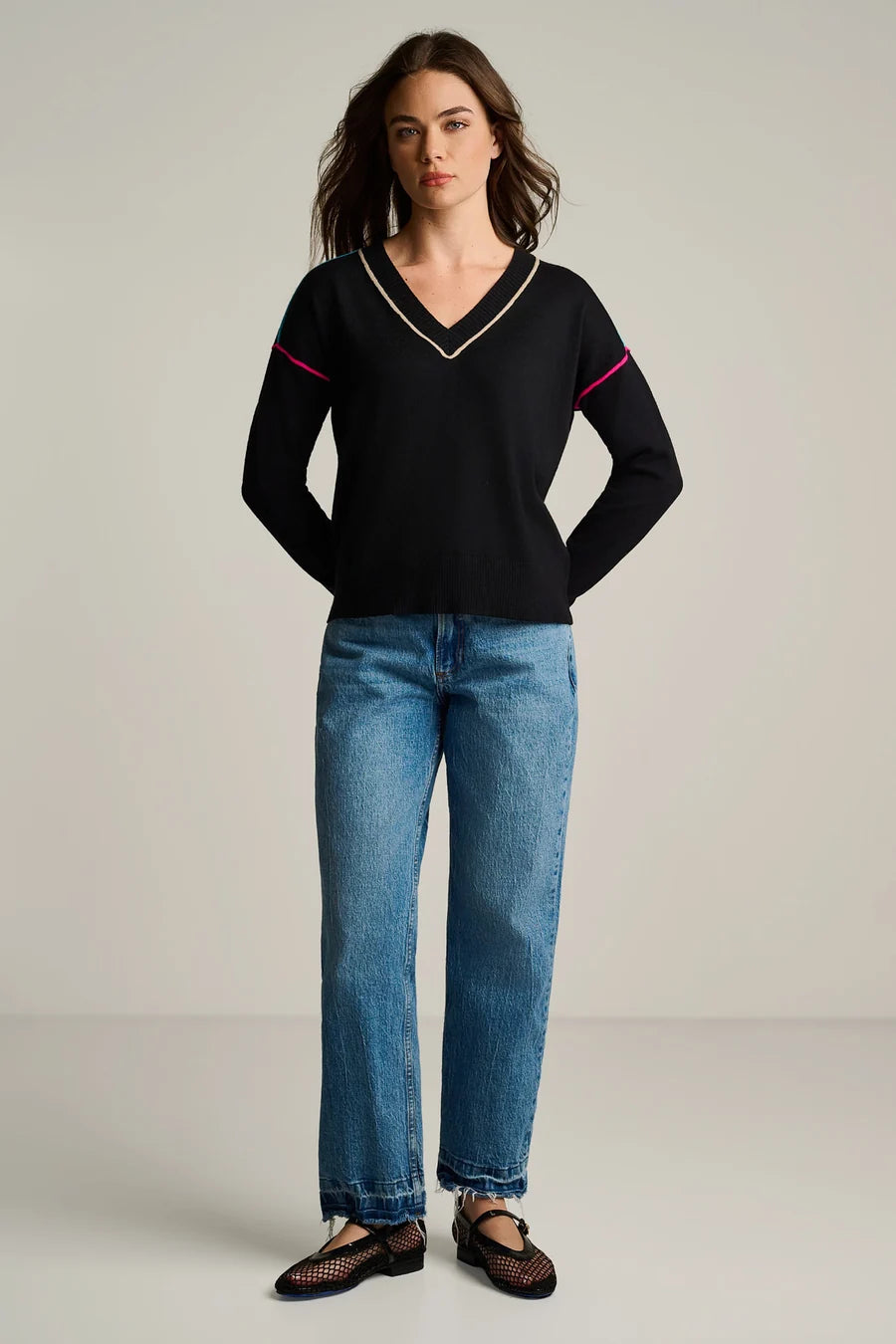 Pop Stix Cotton Cashmere Sweater Black - Lisa Todd