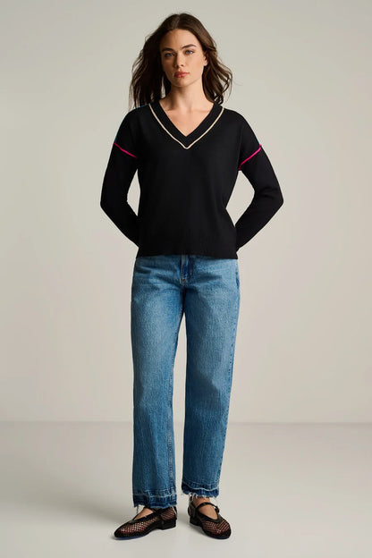 Pop Stix Cotton Cashmere Sweater Black - Lisa Todd