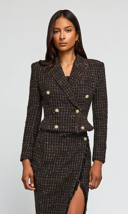 Aytul Tweed Blazer Brown Multi - Generation Love