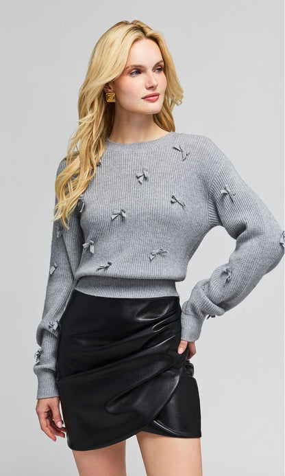 Melia Bow Sweater Heather Med Grey - Generation Love
