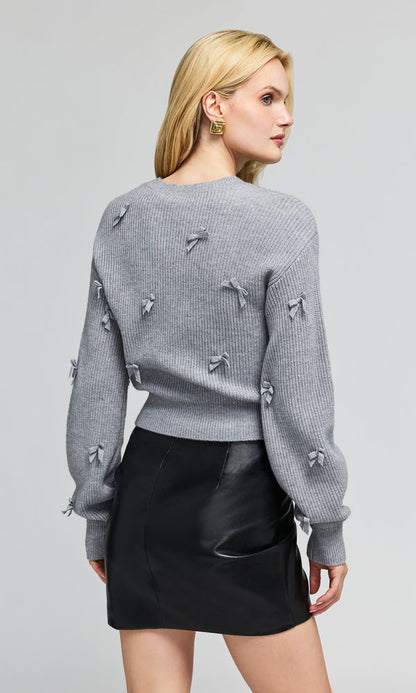 Melia Bow Sweater Heather Med Grey - Generation Love