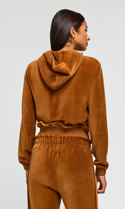Zira Stretch Corduroy Hoodie Caramel - Generation Love