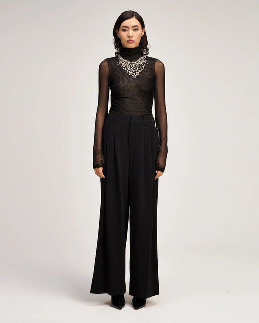Necklace Shirred Mesh Turtleneck Black - Cinq à Sept