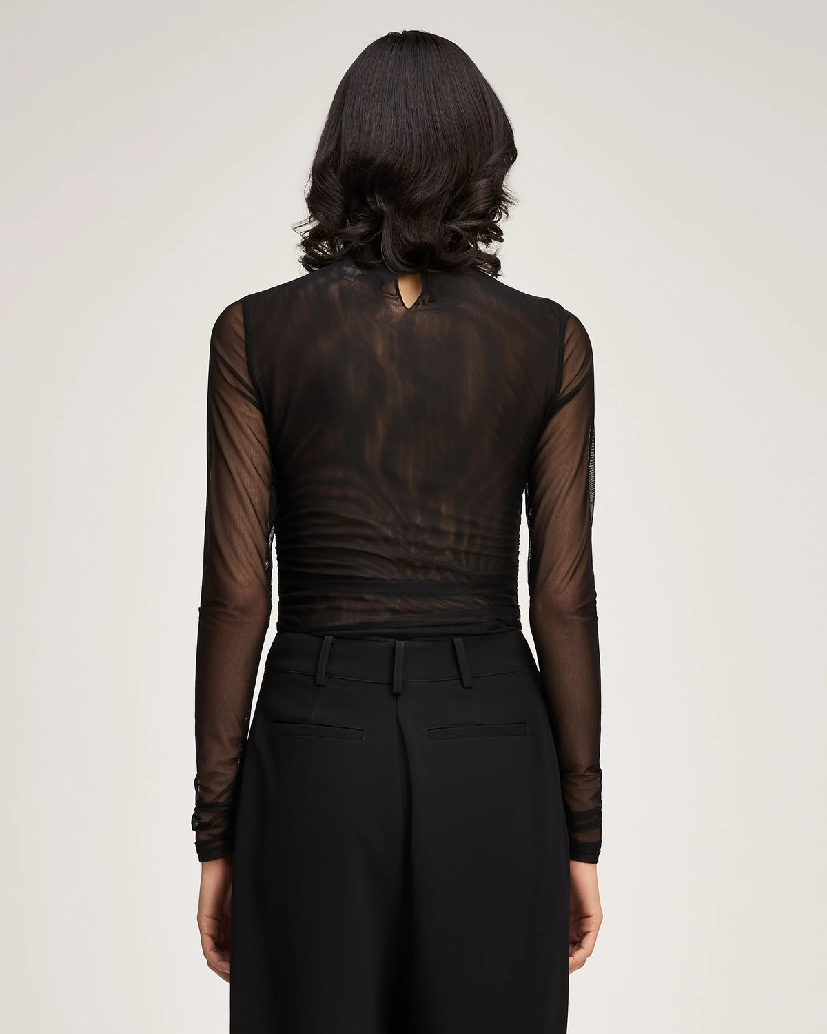 Necklace Shirred Mesh Turtleneck Black - Cinq à Sept