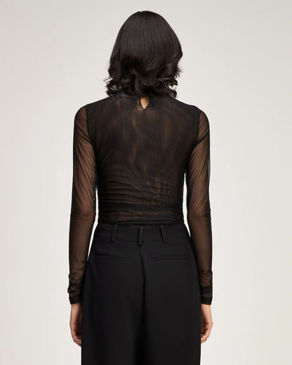 Necklace Shirred Mesh Turtleneck Black - Cinq à Sept