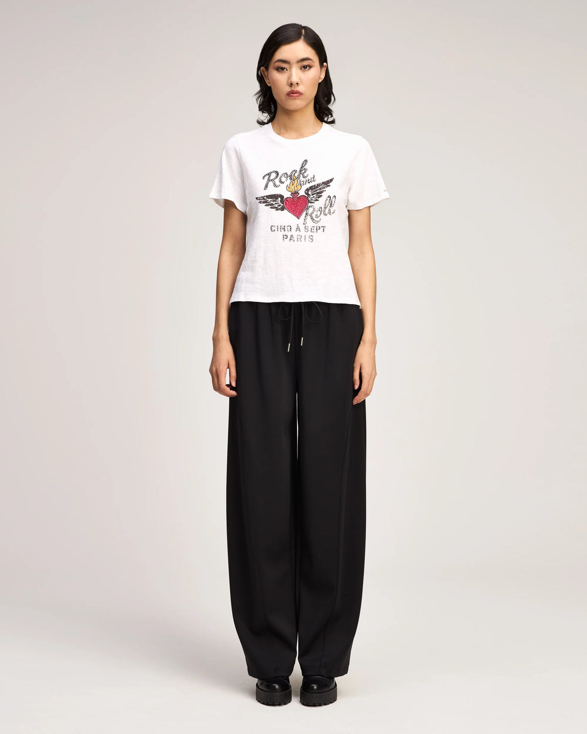 Heatset Lamour Rock And Roll Shrunken Tee White Multi - Cinq à Sept