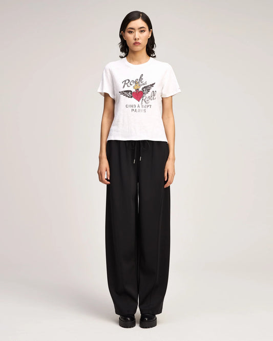 Heatset Lamour Rock And Roll Shrunken Tee White Multi - Cinq à Sept