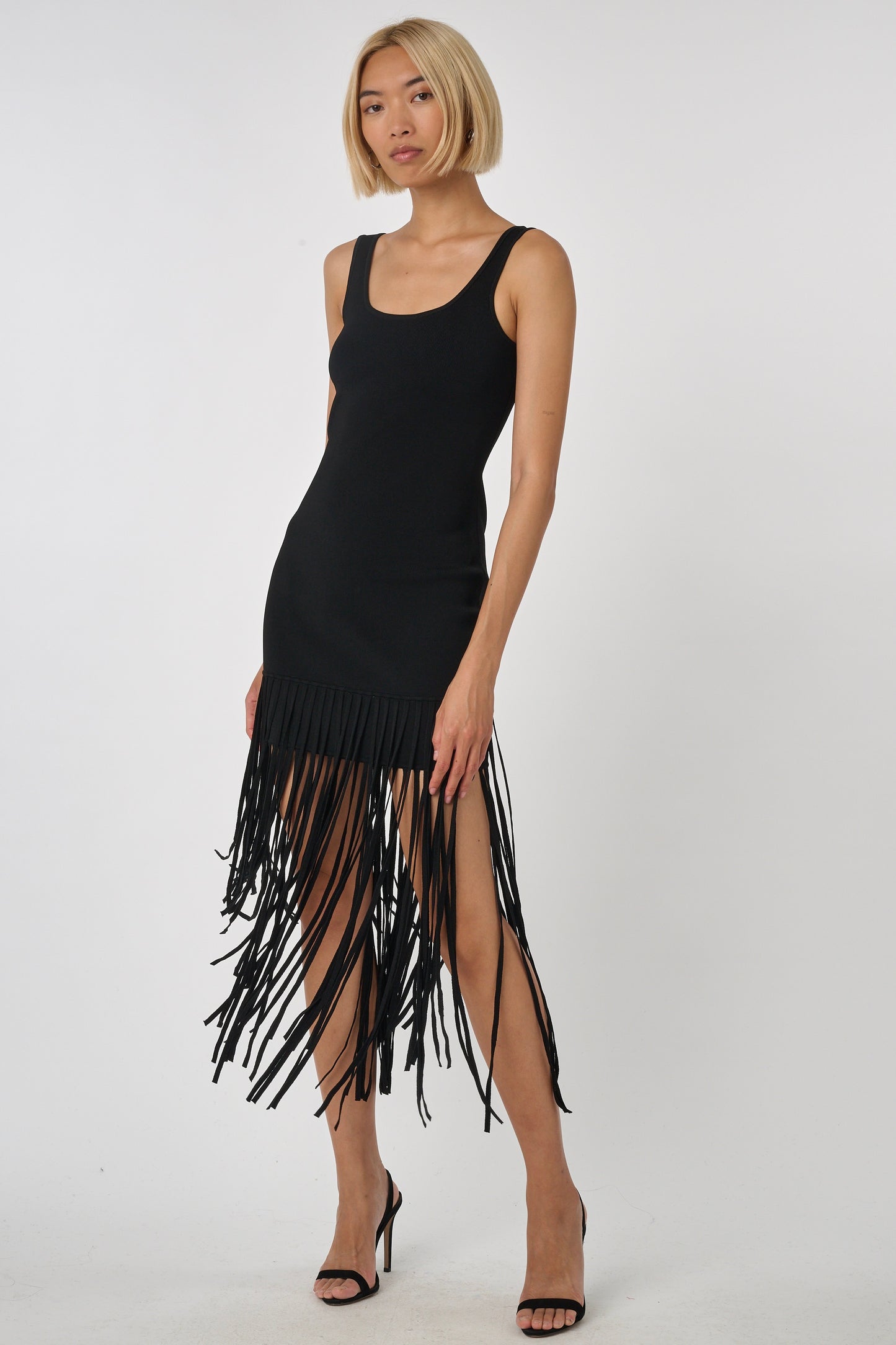 Roxanne Fringe Mini Dress Jet - Toccin