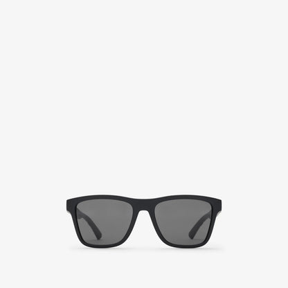 Textured Check Square Sunglasses Matte Black - Burberry