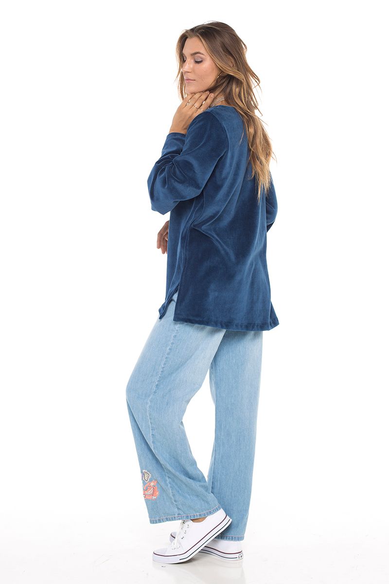 Velour Comfy Top Indigo - Skemo