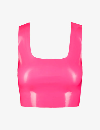 Faux Patent Leather Crop Top Neon Pink - Commando