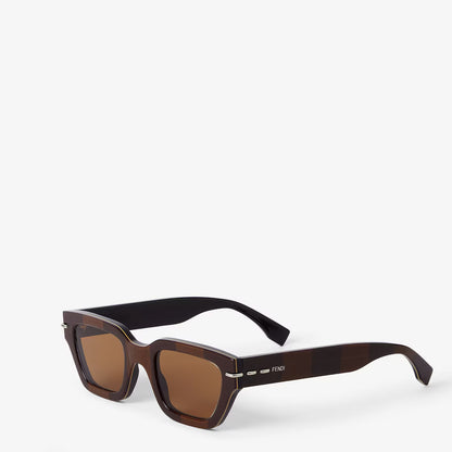 Selleria Acetate Sunglasses Pequin Brown - FENDI