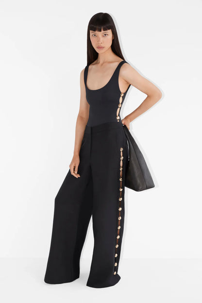 Cayman Studden Linen Wide Leg Pant Black - Simkhai