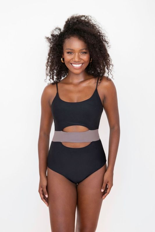 Coastal Combo Camille Classic One Piece Black Taupe - Phie Collective