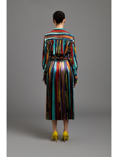 Painted Stripe Pleated Skirt Painted Stripe Multi - Le Superbe
