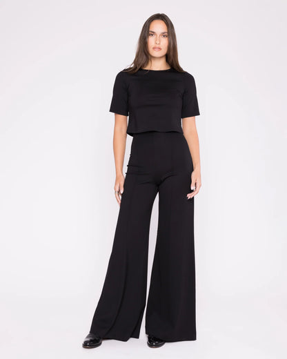 Ponte Knit Wide Leg Pant Black - Ripley Rader