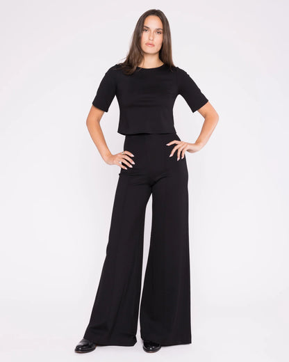 Ponte Knit Wide Leg Pant Black - Ripley Rader