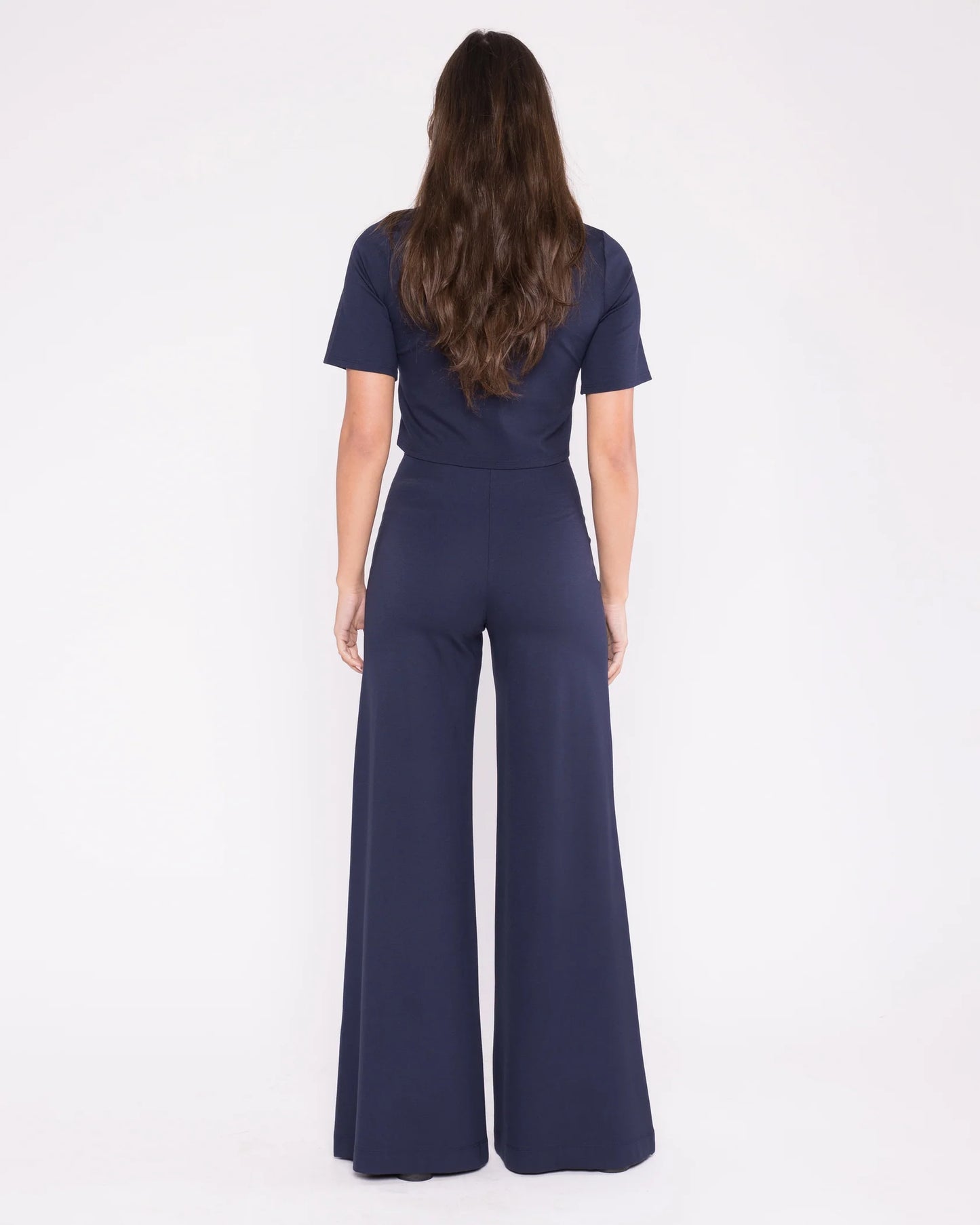 Ponte Knit Long Wide Leg Pant Navy - Ripley Rader