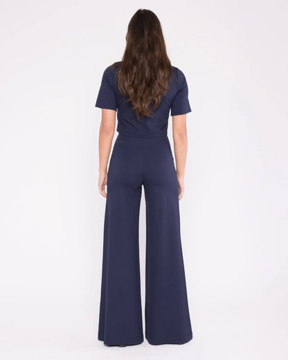 Ponte Knit Long Wide Leg Pant Navy - Ripley Rader